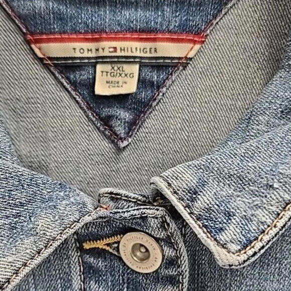 Tommy Hilfiger Classic VTG Trucker‎ Denim Jacket Y2K Blue XXL - Picture 6 of 14